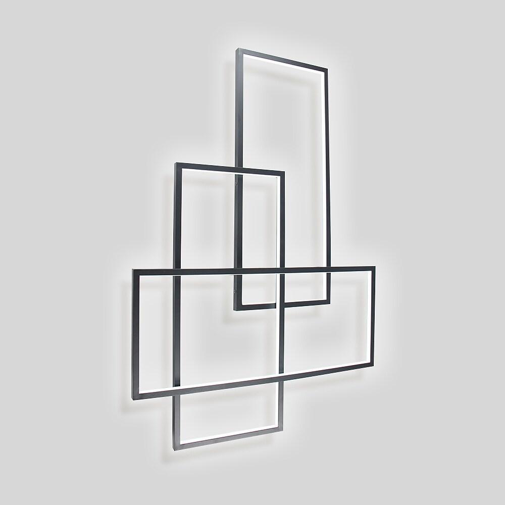 Modern Geometric LED Ceiling Light Overlapping Rectangles Flush Mount Aluminum Fixture