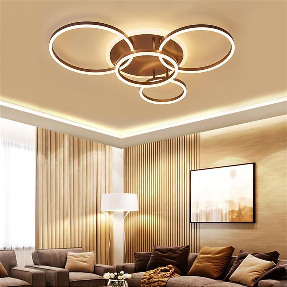 Modern 4 Ring LED Flush Mount Ceiling Light Dimmable Lighting Fixture with Remote Control