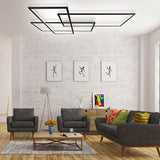 Modern Rectangular Three Tier LED Flush Mount Ceiling Light with Integrated Central Panel