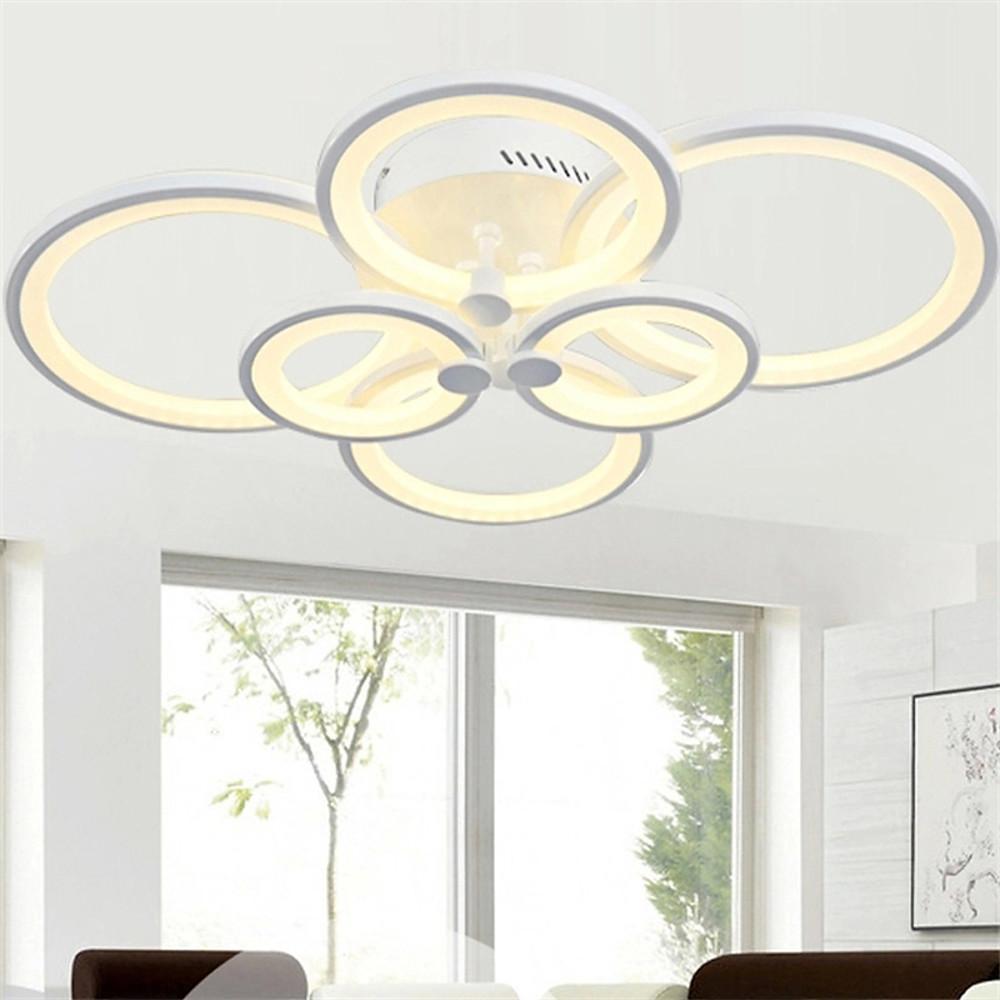 Modern Multi Ring LED Flush Mount Ceiling Light Dimmable Geometric Chandelier for Living Room