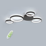 Modern LED Multi Circle Flush Mount Ceiling Light with Dimmable Tri Color Aluminum Rings