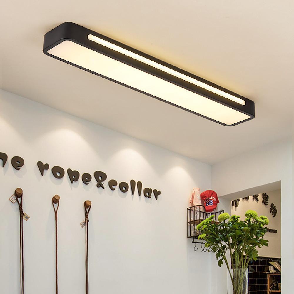 Modern Rectangular LED Flush Mount Ceiling Light for Kitchen Hallway and Home Office Lighting