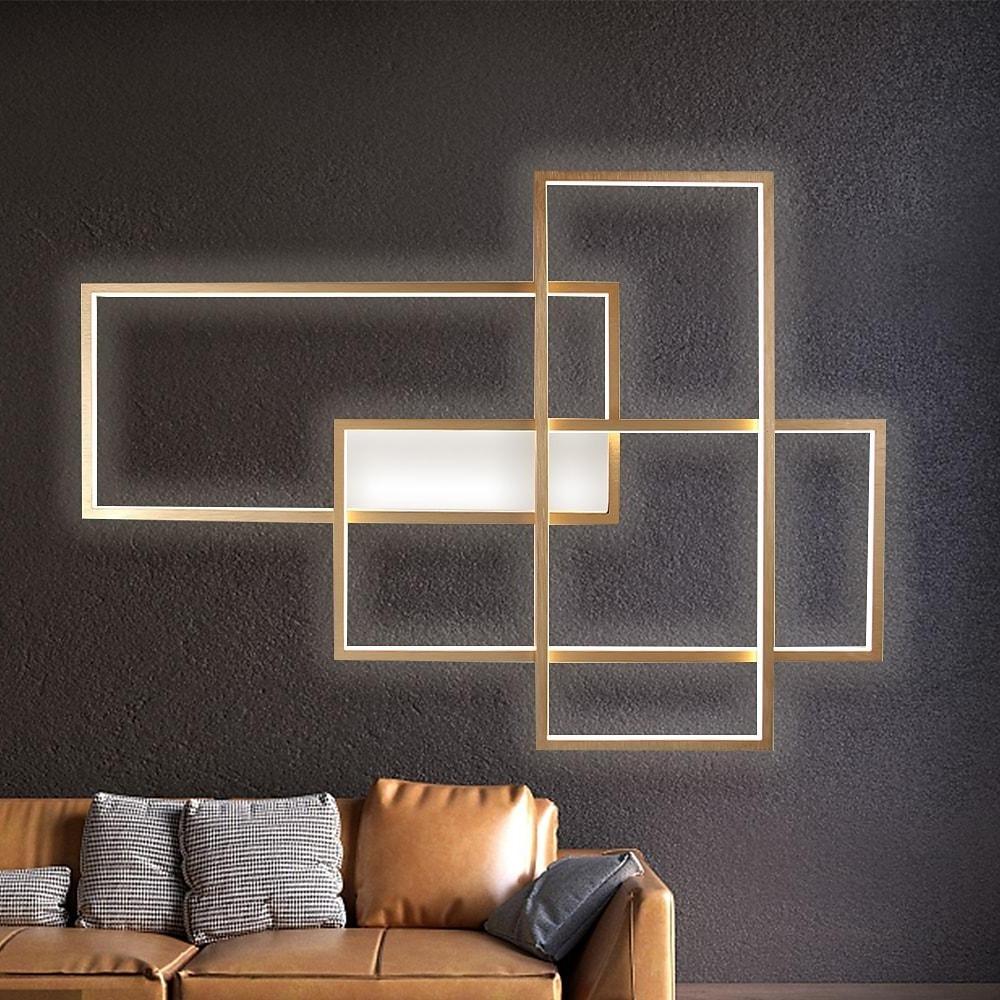 Modern Rectangular Three Tier LED Flush Mount Ceiling Light with Integrated Central Panel