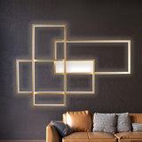 Modern Geometric LED Ceiling Light Overlapping Rectangles Flush Mount Aluminum Fixture