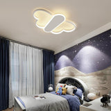 Modern Butterfly LED Flush Mount Ceiling Light Dimmable Remote Control Kids Bedroom Fixture