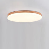 Minimalist Circular Bamboo Wood LED Flush Mount Light with Acrylic Shade