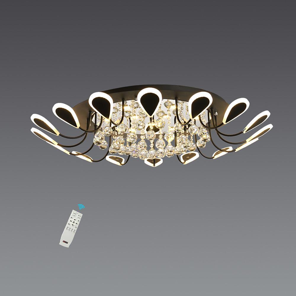 Modern Flower Crystal LED Flush Mount Ceiling Light Dimmable Chandelier for Living Room
