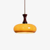 Quadri Foglio Wooden Pendant Light with Yellow Glass Shade and Adjustable Height for Modern Home Decor