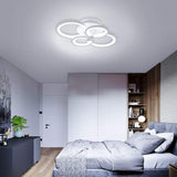 Modern Geometric Overlapping Ring LED Semi Flush Mount Ceiling Light for Living Room