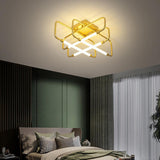 Modern Dimmable LED Geometric Lantern Flush Mount Ceiling Light Fixture for Living Room