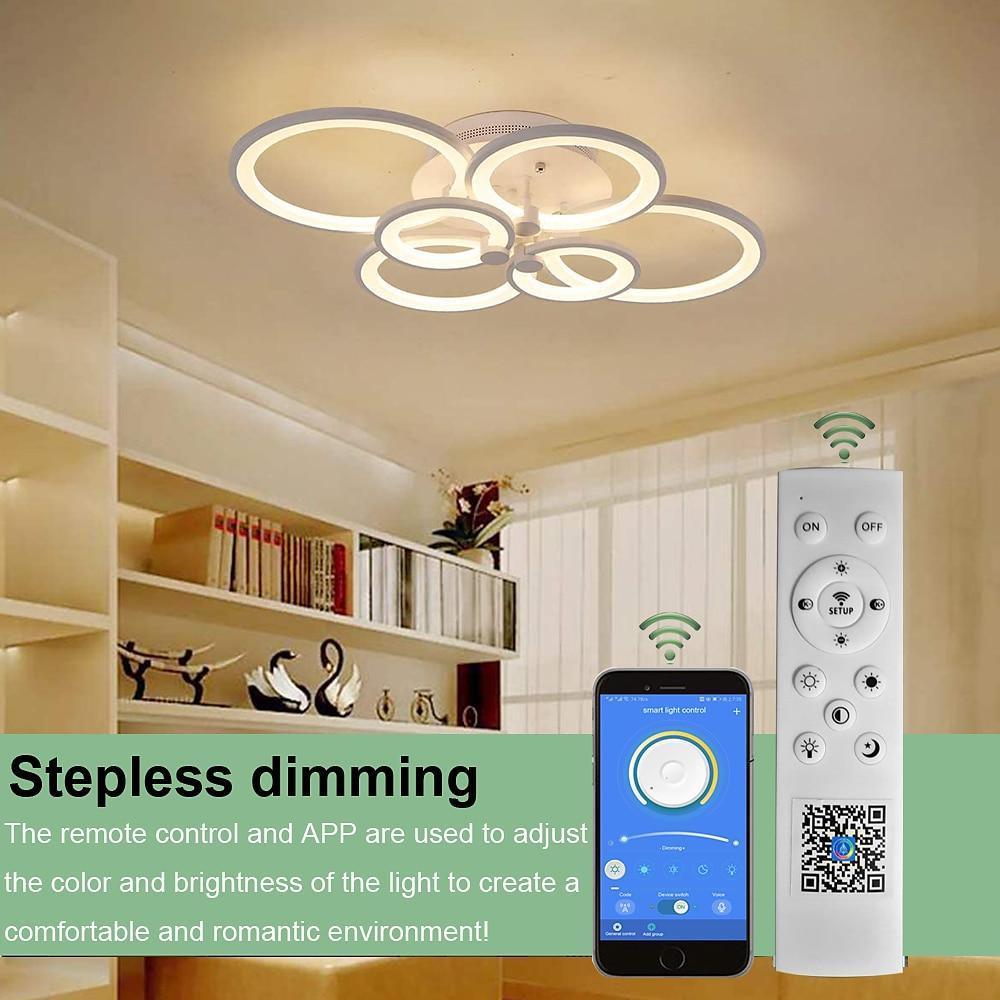 Modern Geometric Overlapping Ring LED Semi Flush Mount Ceiling Light for Living Room