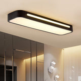 Modern 19 Inch Long Oval LED Flush Mount Ceiling Light Minimalist Rectangular Metal Fixture for Home