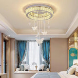 Modern Circular LED Crystal Chandelier Flush Mount Ceiling Light for Luxury Interior Spaces