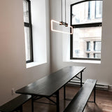 RA Modern Linear Glass Neon Pendant Light for Dining Table and Minimalist Office