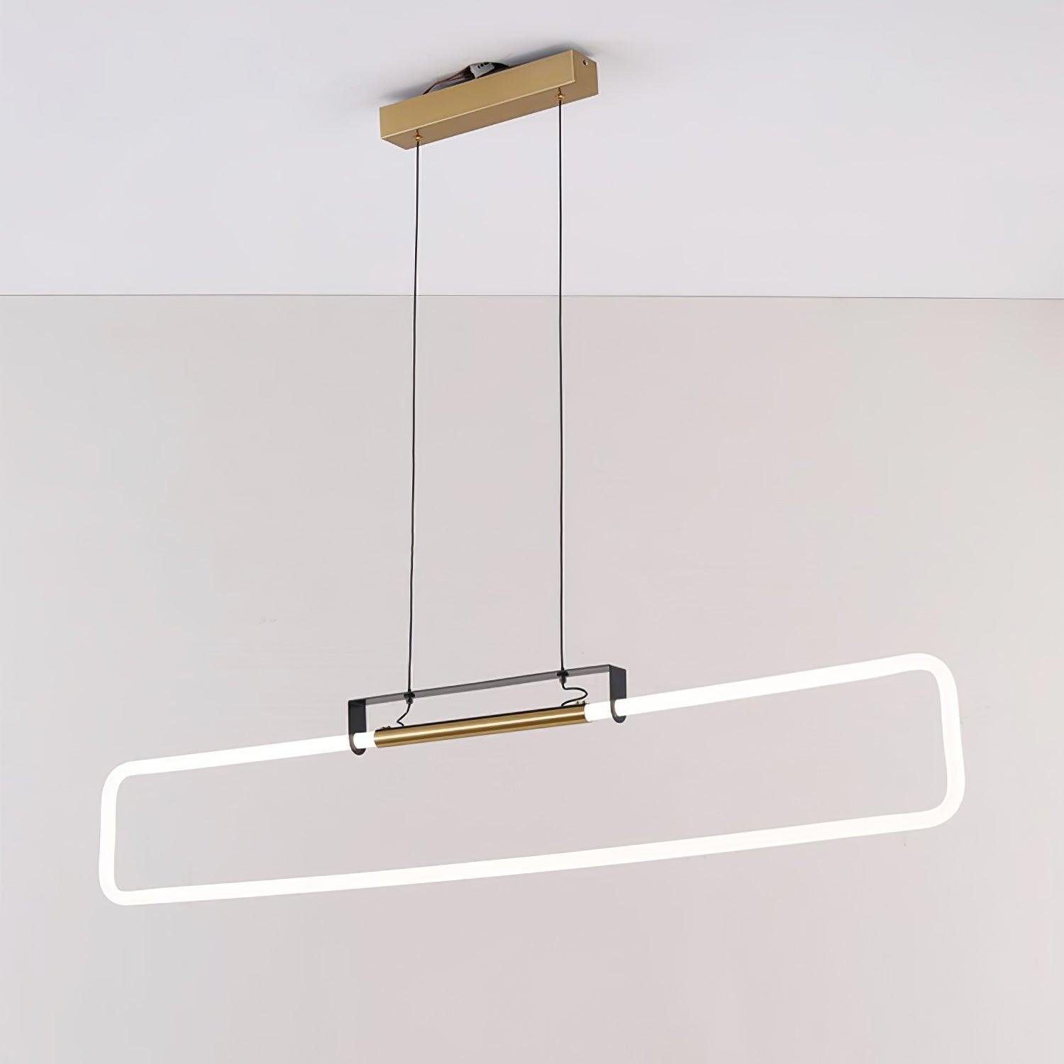 RA Modern Linear Glass Neon Pendant Light for Dining Table and Minimalist Office