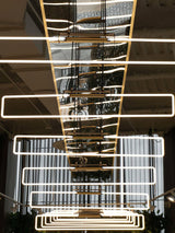 RA Modern Linear Glass Neon Pendant Light for Dining Table and Minimalist Office