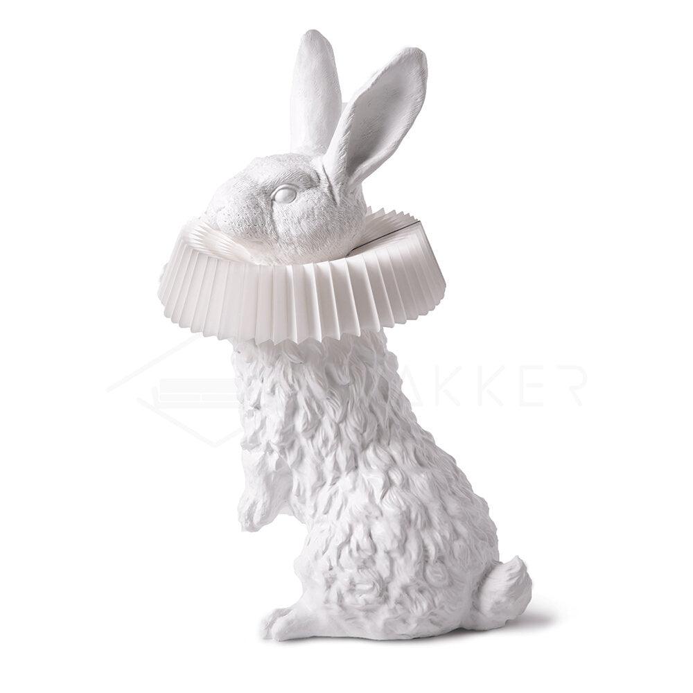 Whimsical Rabbit Animal Figurine Table Lamp with Ruffle Collar and LED Illumination for Modern Interiors