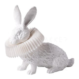 Whimsical Rabbit Animal Figurine Table Lamp with Ruffle Collar and LED Illumination for Modern Interiors