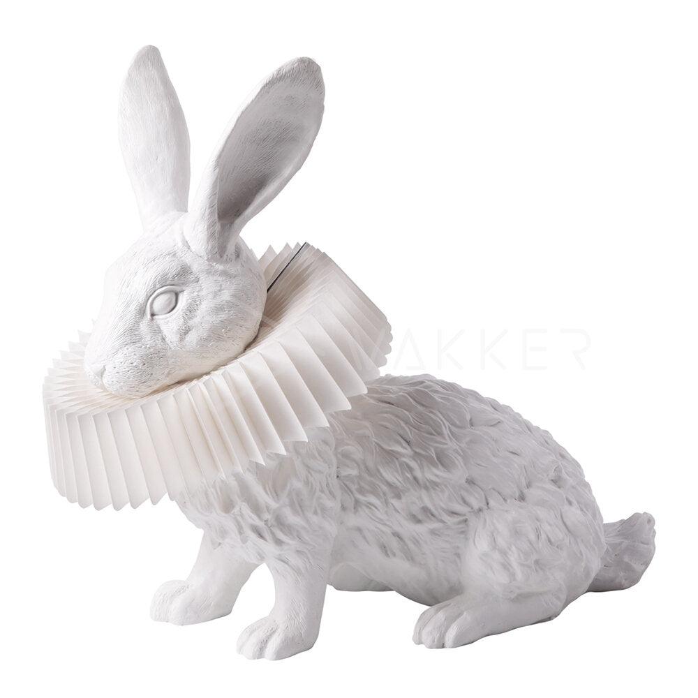 Whimsical Rabbit Animal Figurine Table Lamp with Ruffle Collar and LED Illumination for Modern Interiors
