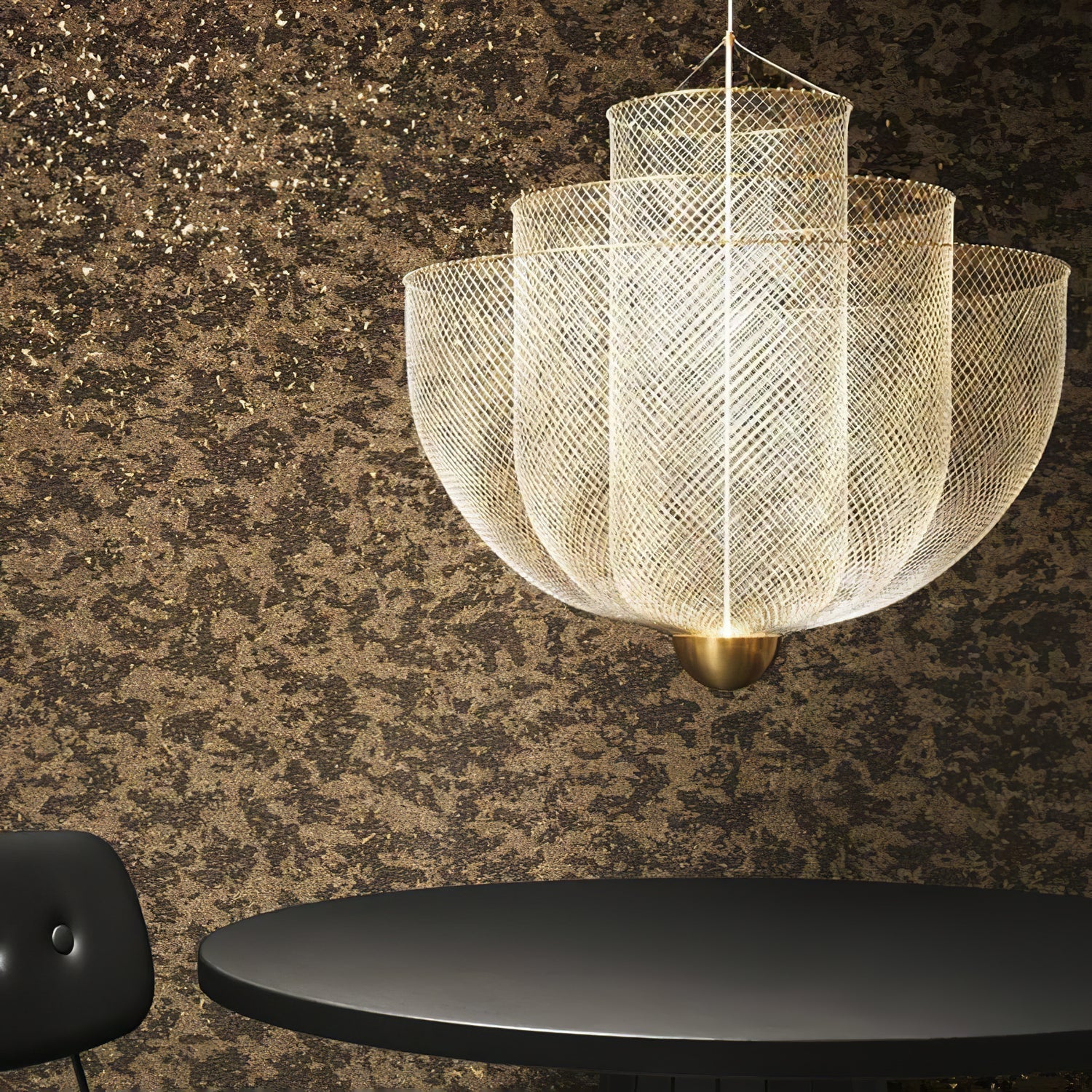 Radiant Wirework LED Pendant Light Mesh Layered Hanging Lamp for Modern Home Decor