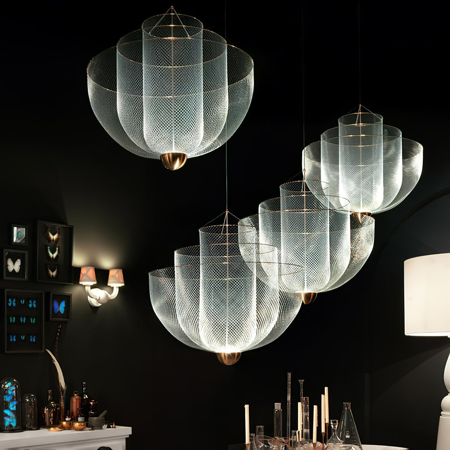 Radiant Wirework LED Pendant Light Mesh Layered Hanging Lamp for Modern Home Decor