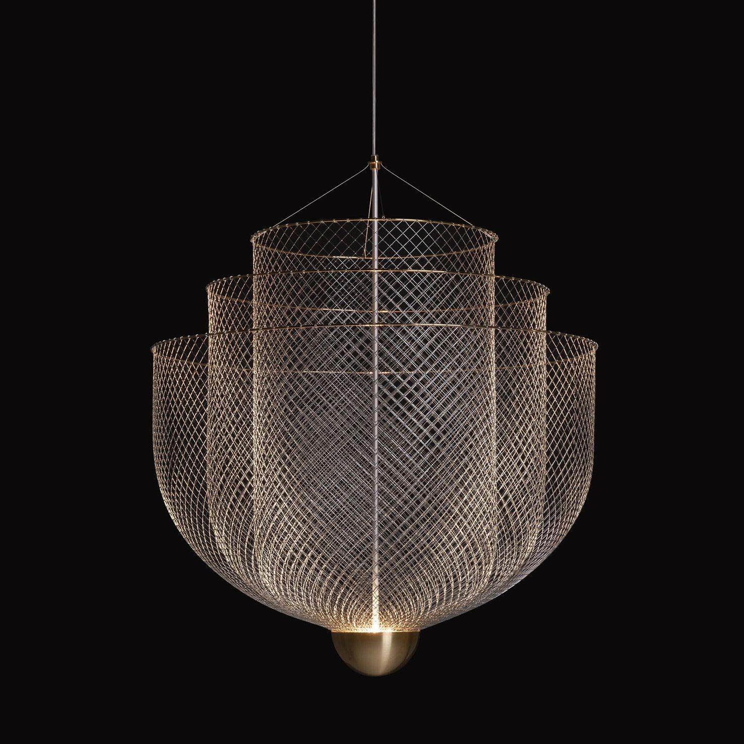 Radiant Wirework LED Pendant Light Mesh Layered Hanging Lamp for Modern Home Decor