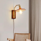Rafi Modern Bamboo and Glass Sconce Wall Lamp Set of 2 Luxury Brass Indoor Lighting