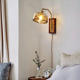 Rafi Modern Bamboo and Glass Sconce Wall Lamp Set of 2 Luxury Brass Indoor Lighting