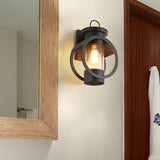 Raindrop Glass Outdoor Wall Sconce with 6W LED Edison Bulb in Classic Black Finish