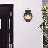 Raindrop Glass Outdoor Wall Sconce with 6W LED Edison Bulb in Classic Black Finish