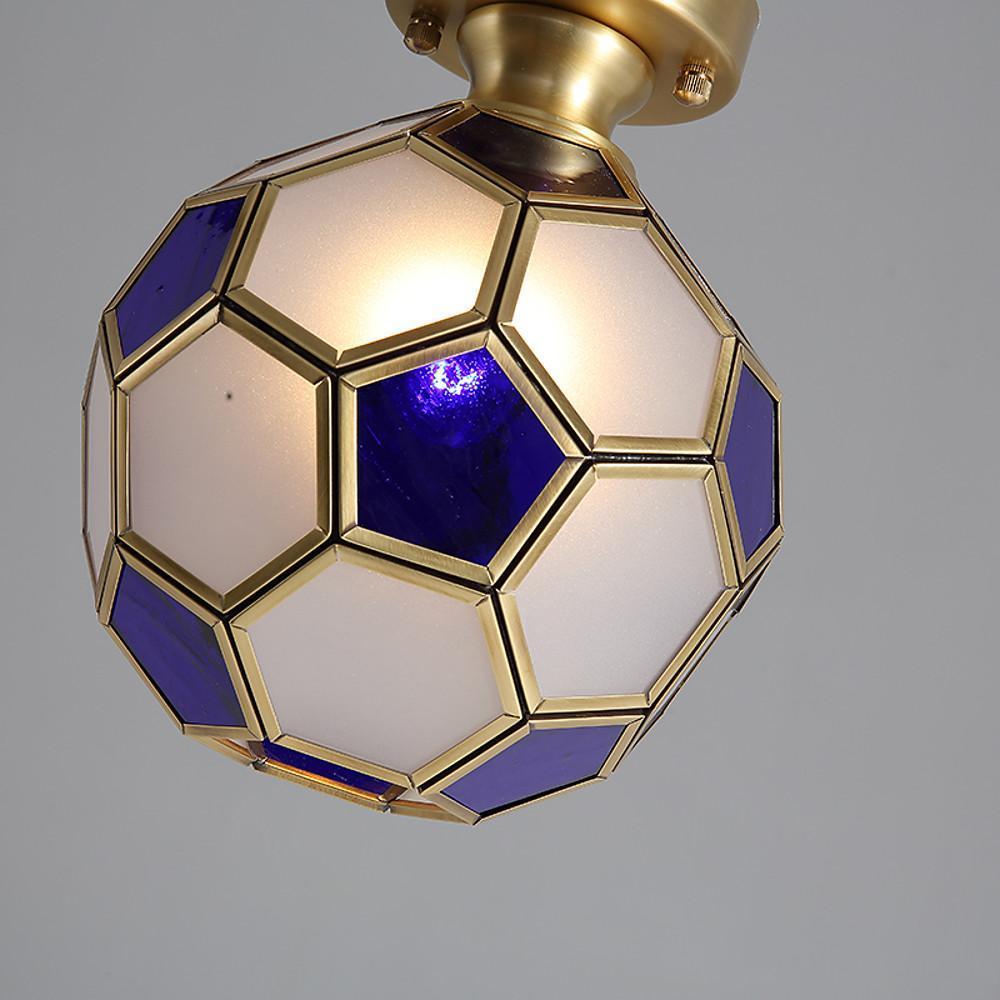 Modern Football Glass Flush Mount Ceiling Light Fixture for Kids Bedroom and Playroom
