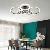 Modern Geometric Circles LED Cluster Ceiling Light Flush Mount Fixture for Bedroom and Living Room