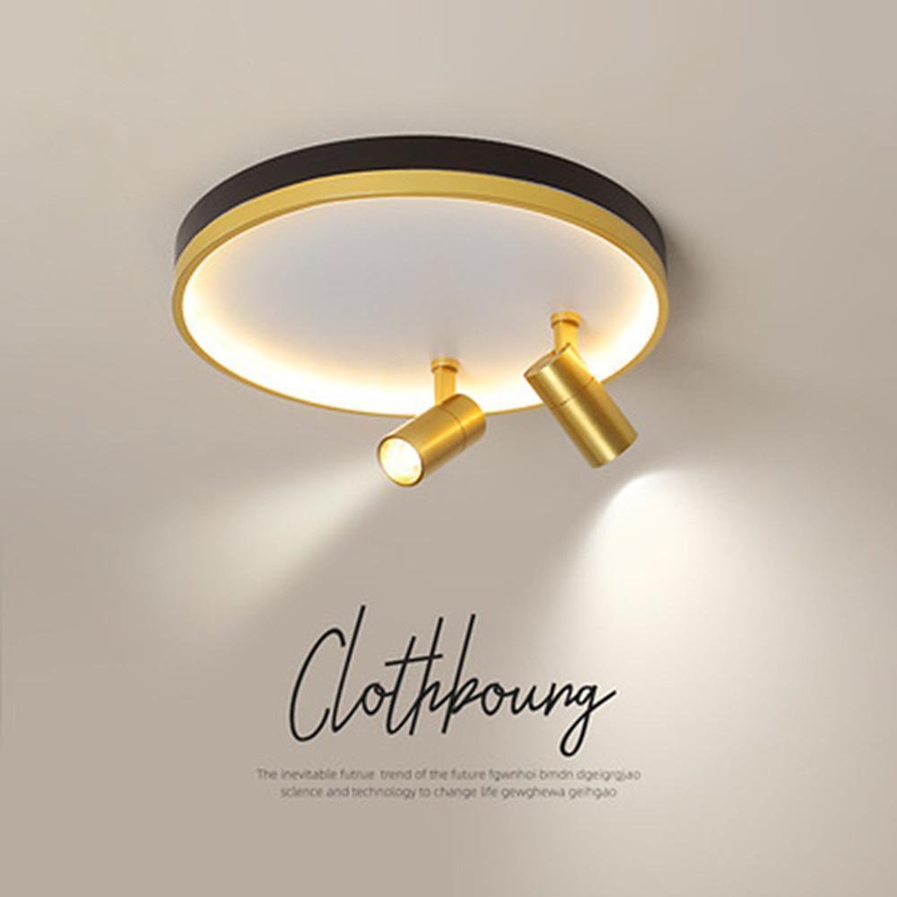 Modern Round LED Flush Mount Ceiling Light with Adjustable Spotlight and Dimmable Remote Control