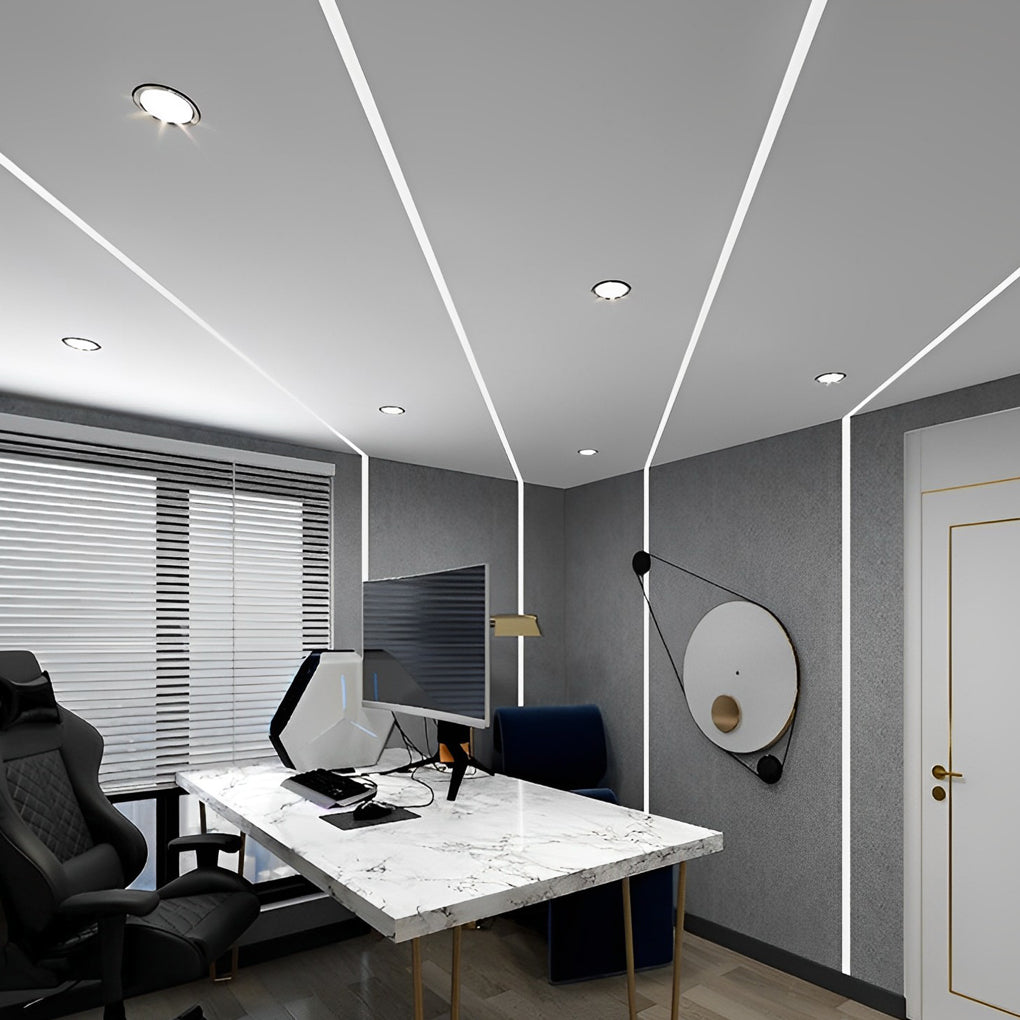 Recessed Under Cabinet LED Strip Lights Invisible Linear Cabinet Lighting Kit 4 Pcs