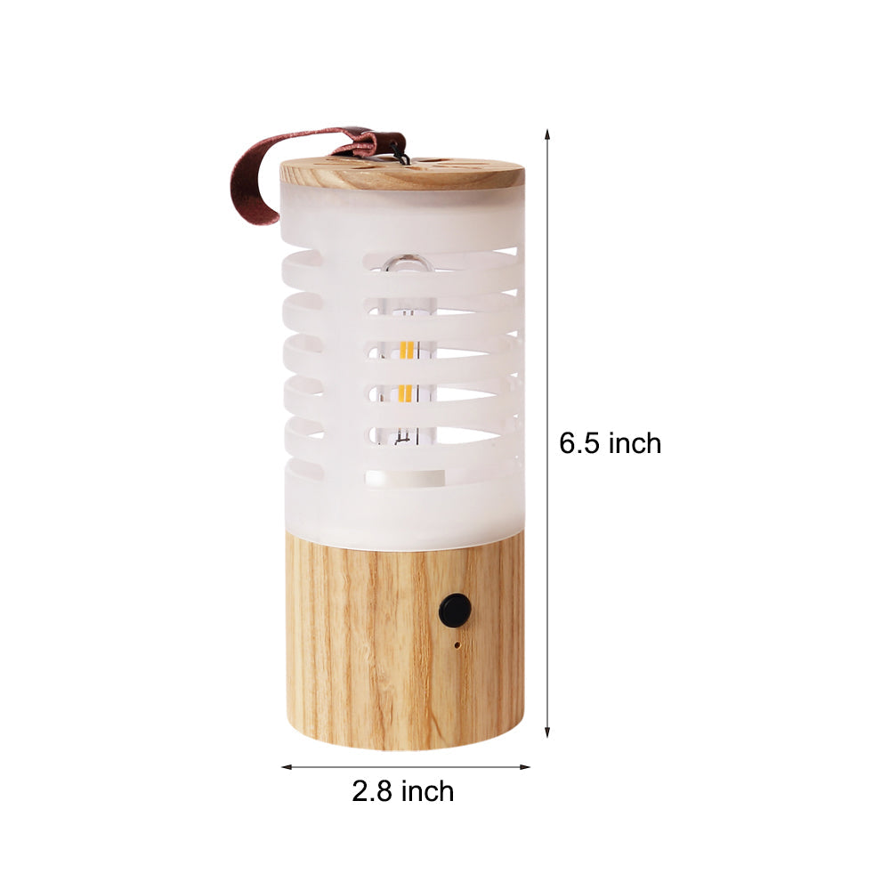 Rechargeable LED Camping Lantern with Ash Wood Base Portable USB Outdoor Light for Garden and Travel