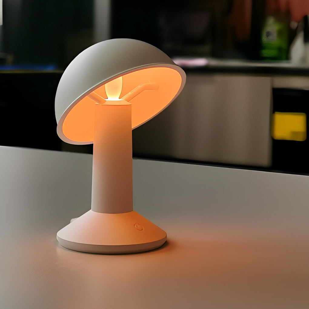 Rechargeable Mushroom LED Table Lamp with Tiltable Shade and Touch Dimmable Warm White Light