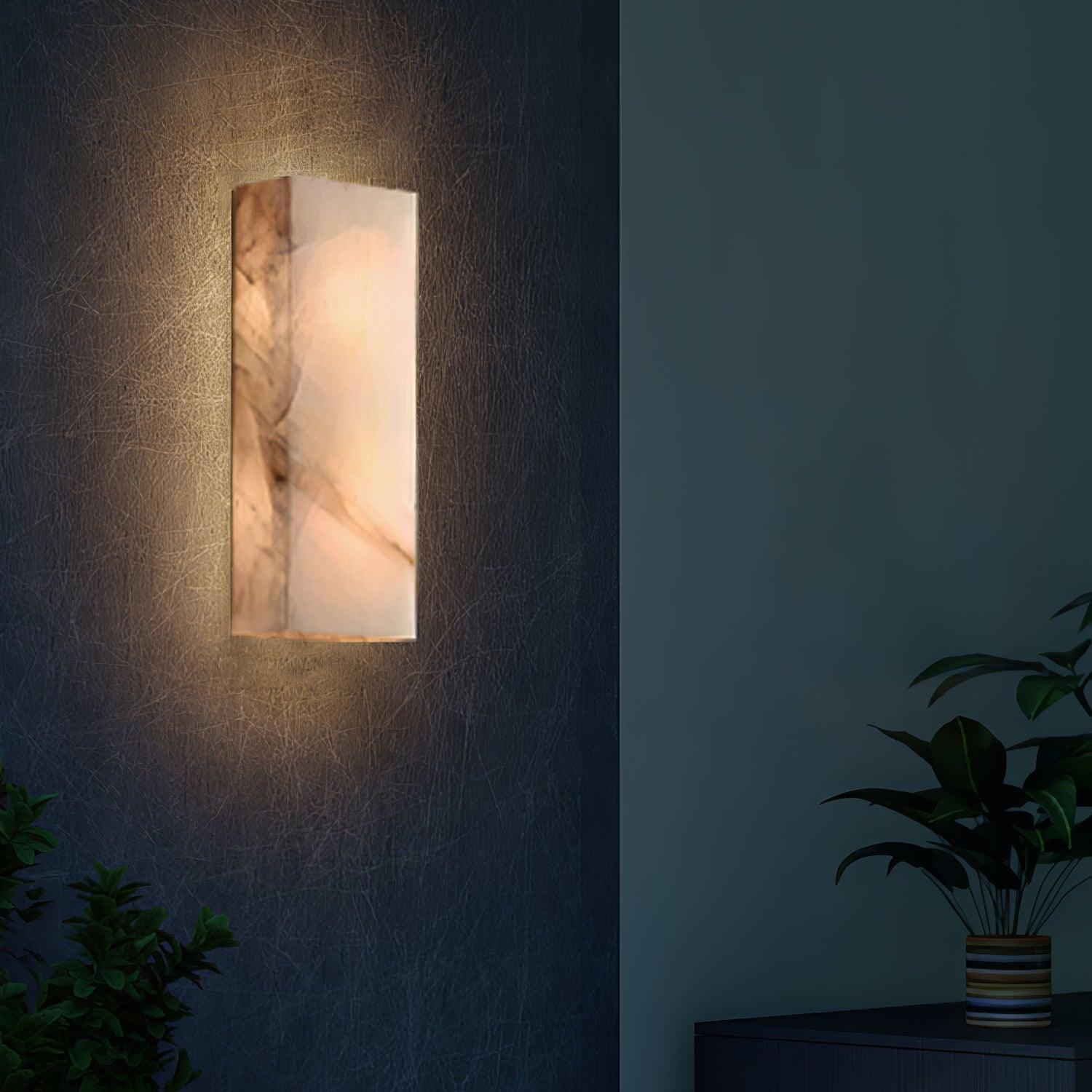 Rectangular Natural Alabaster Wall Sconce LED Light for Modern Interior and Exterior Decor