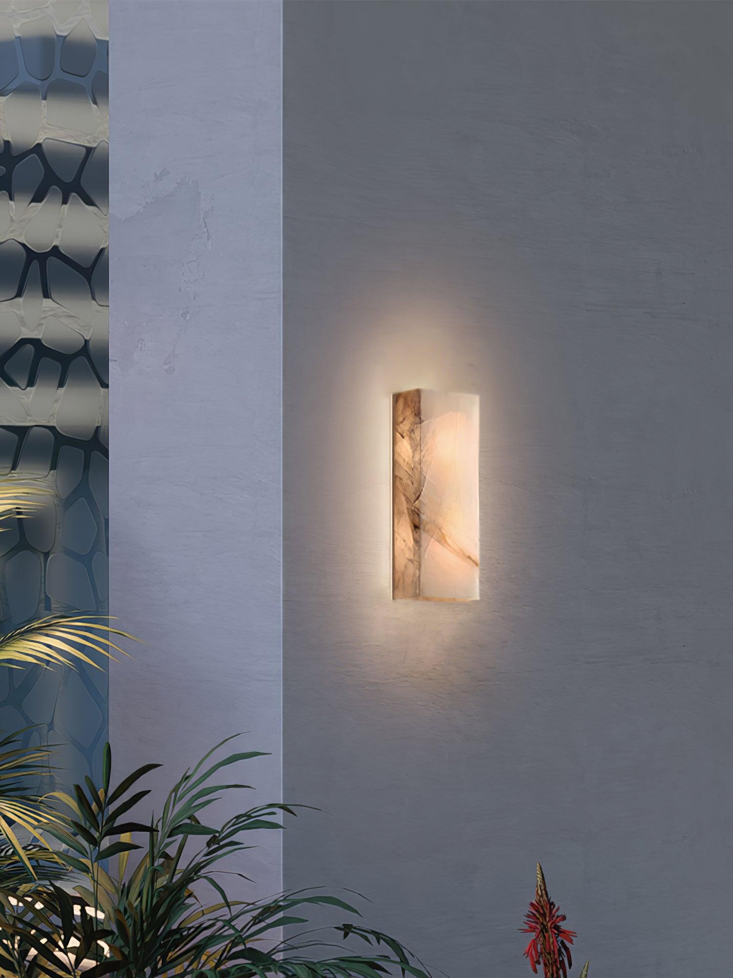 Rectangular Natural Alabaster Wall Sconce LED Light for Modern Interior and Exterior Decor