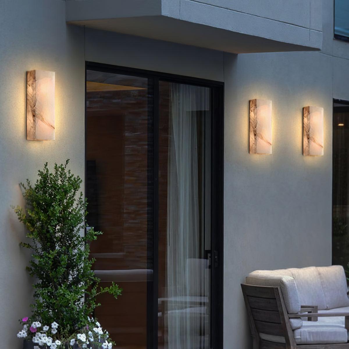 Rectangular Natural Alabaster Wall Sconce LED Light for Modern Interior and Exterior Decor