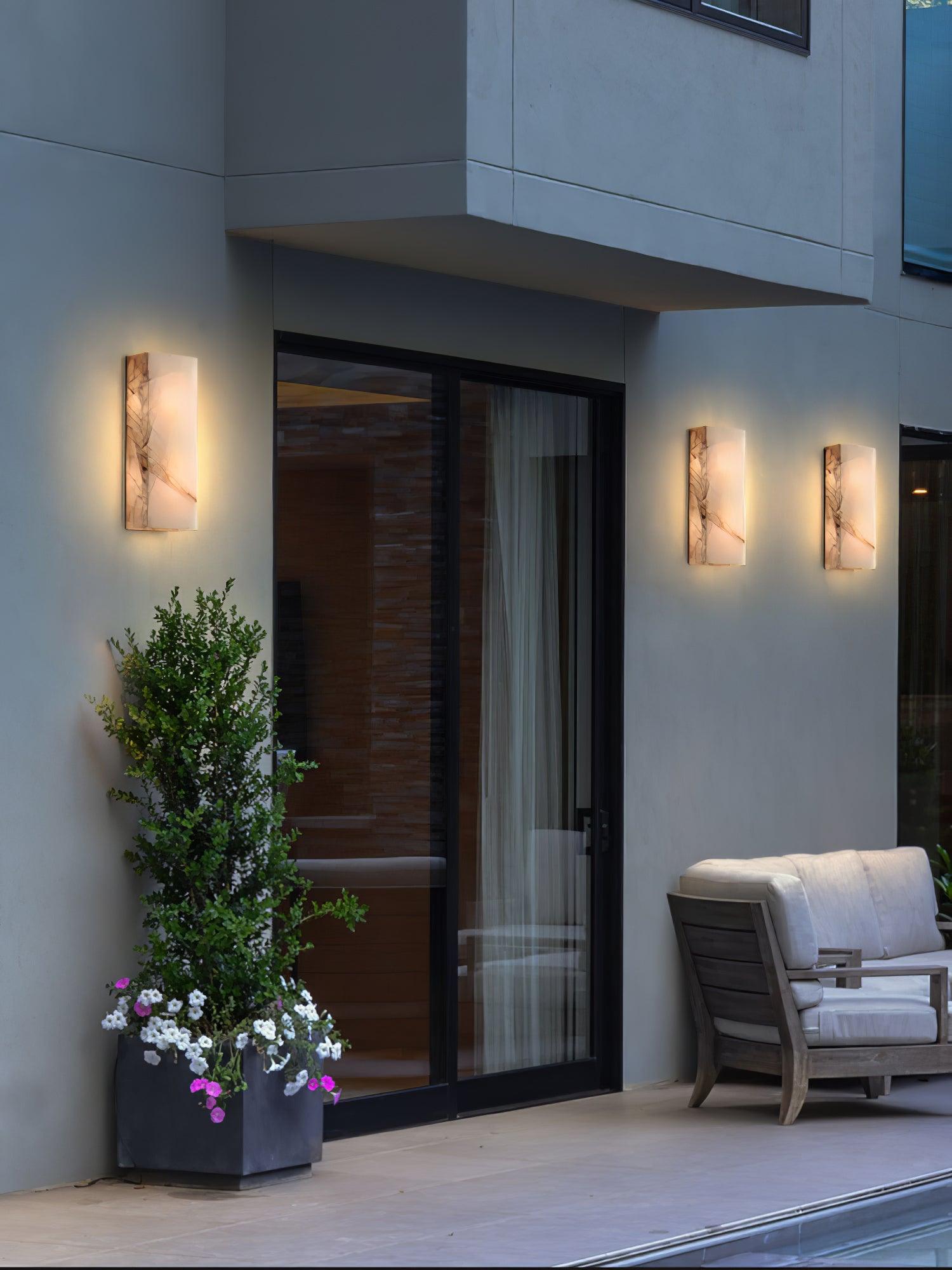 Rectangular Natural Alabaster Wall Sconce LED Light for Modern Interior and Exterior Decor