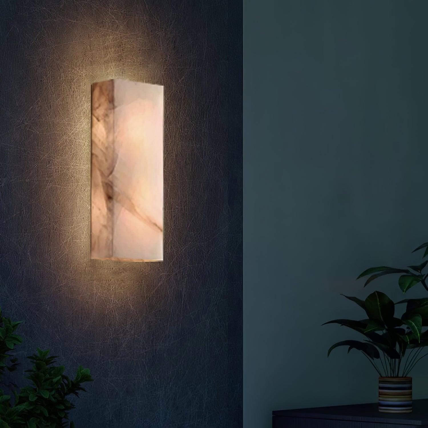 Rectangular Natural Alabaster Wall Sconce LED Light for Modern Interior and Exterior Decor