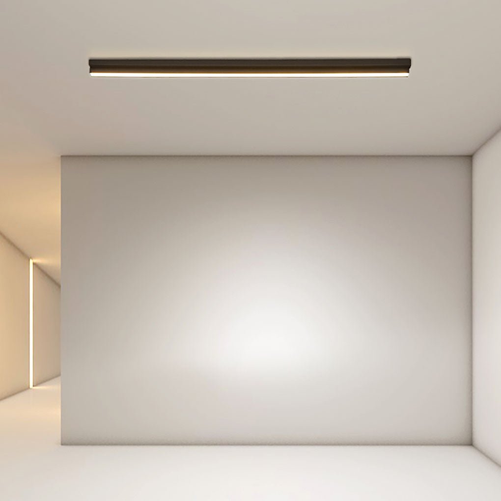 Modern Linear Black LED Flush Mount Ceiling Light Rectangular Strip Lighting Fixture
