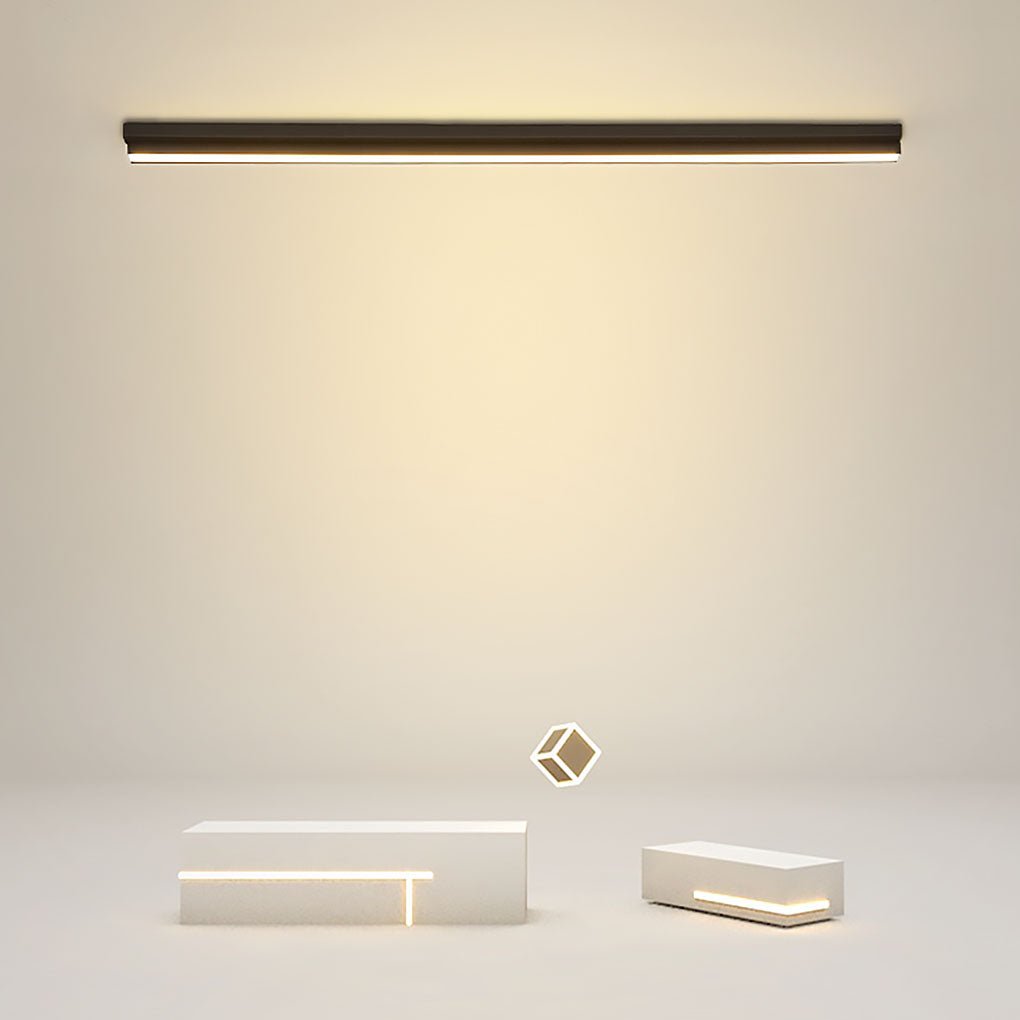 Modern Linear Black LED Flush Mount Ceiling Light Rectangular Strip Lighting Fixture