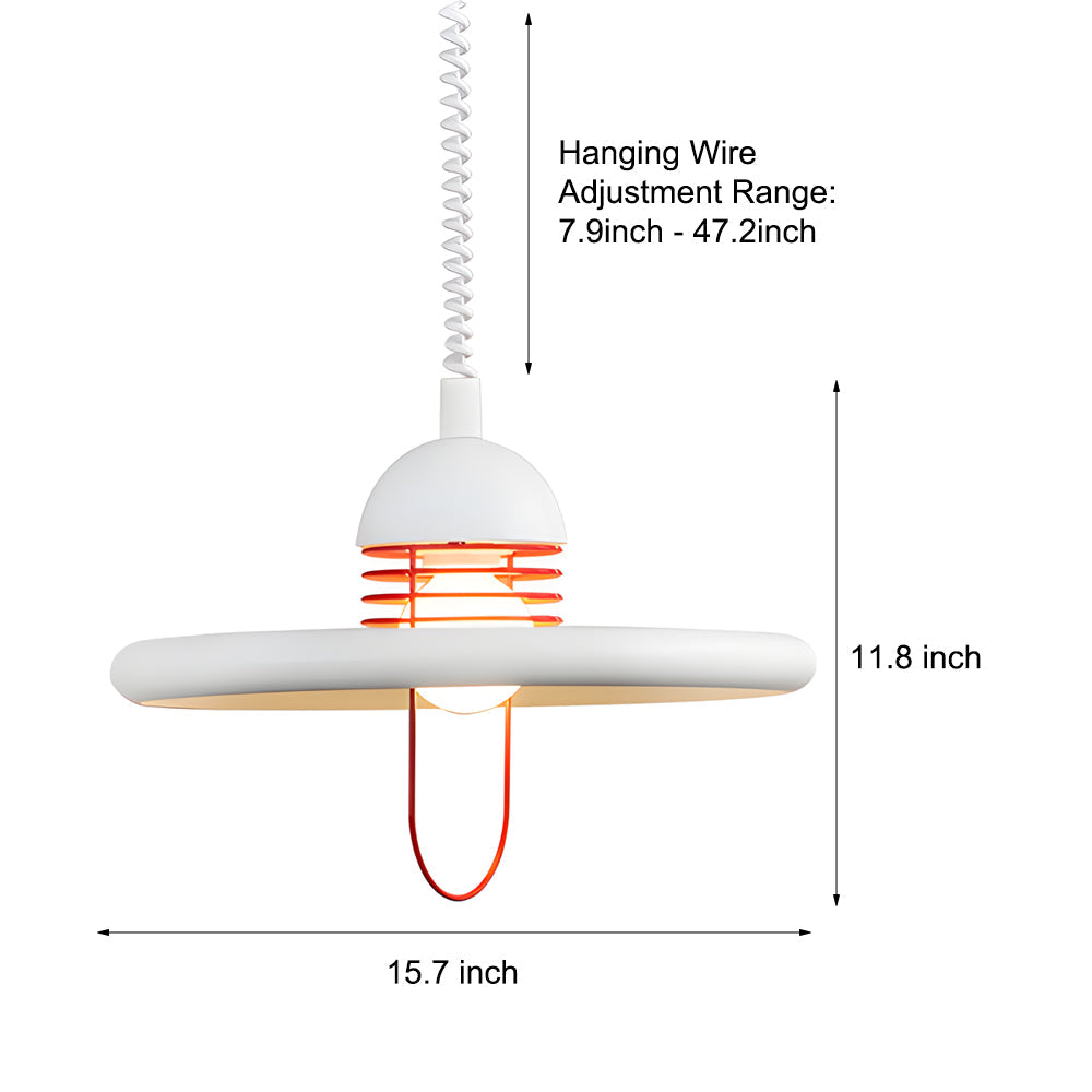 Red and White Modern LED Flying Saucer Pendant Light with 3 Step Color Dimming