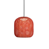 Red Rattan Outdoor Chandelier Waterproof LED Pendant Light for Garden and Patio