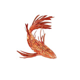 Red Wood Koi Swirl Pendant Light Large Modern Organic Shape LED Chandelier
