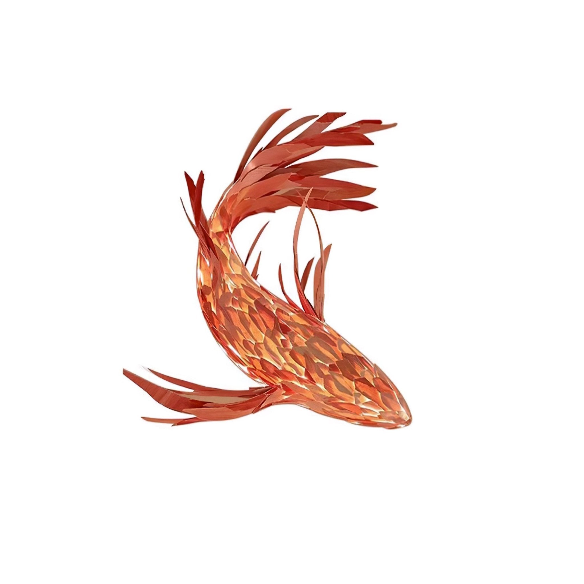 Red Wood Koi Swirl Pendant Light Large Modern Organic Shape LED Chandelier