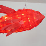 Red Wood Koi Swirl Pendant Light Large Modern Organic Shape LED Chandelier