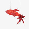 Red Wood Koi Swirl Pendant Light Large Modern Organic Shape LED Chandelier