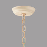 Regas Farmhouse Wooden Bead Chandelier 9 Light Wash White Pendant Lighting for Dining Room